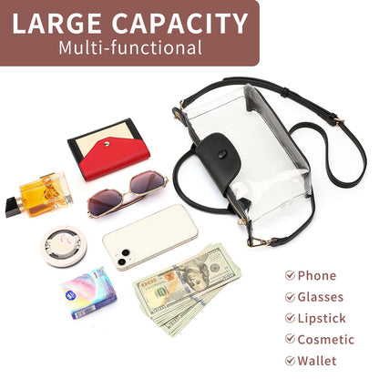 Premium Clear Crossbody Bag with Privacy Base | Stadium Approved
