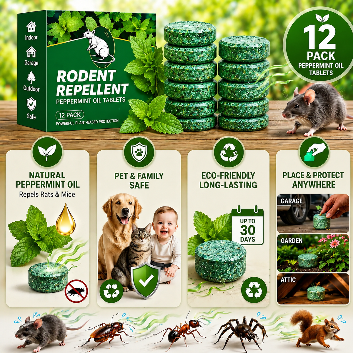 🌿 Natural Peppermint Rodent Repellent – 12 Pack, Half Price Today!