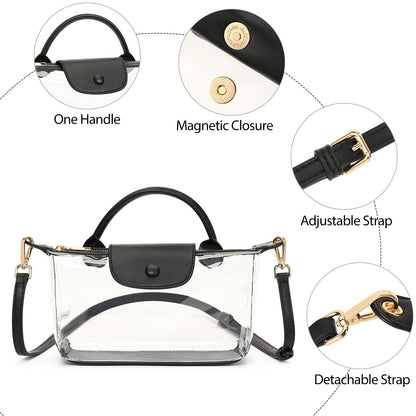Premium Clear Crossbody Bag with Privacy Base | Stadium Approved