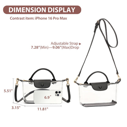 Premium Clear Crossbody Bag with Privacy Base | Stadium Approved
