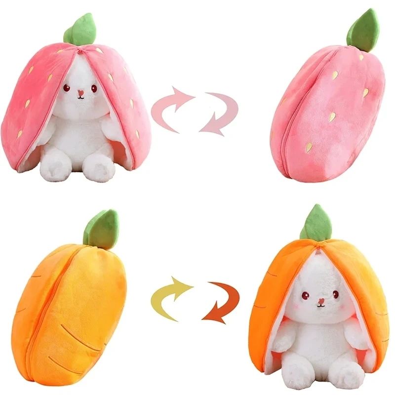 🐰Hide-and-Seek Reversible Bunny Plush (Strawberry🍓 & Carrot🥕 Edition)
