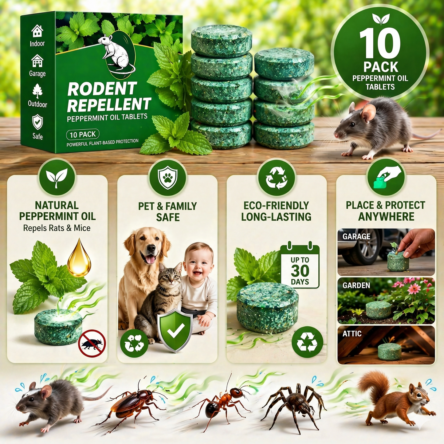 🌿 Natural Peppermint Rodent Repellent – 10 Pack, Half Price Today!