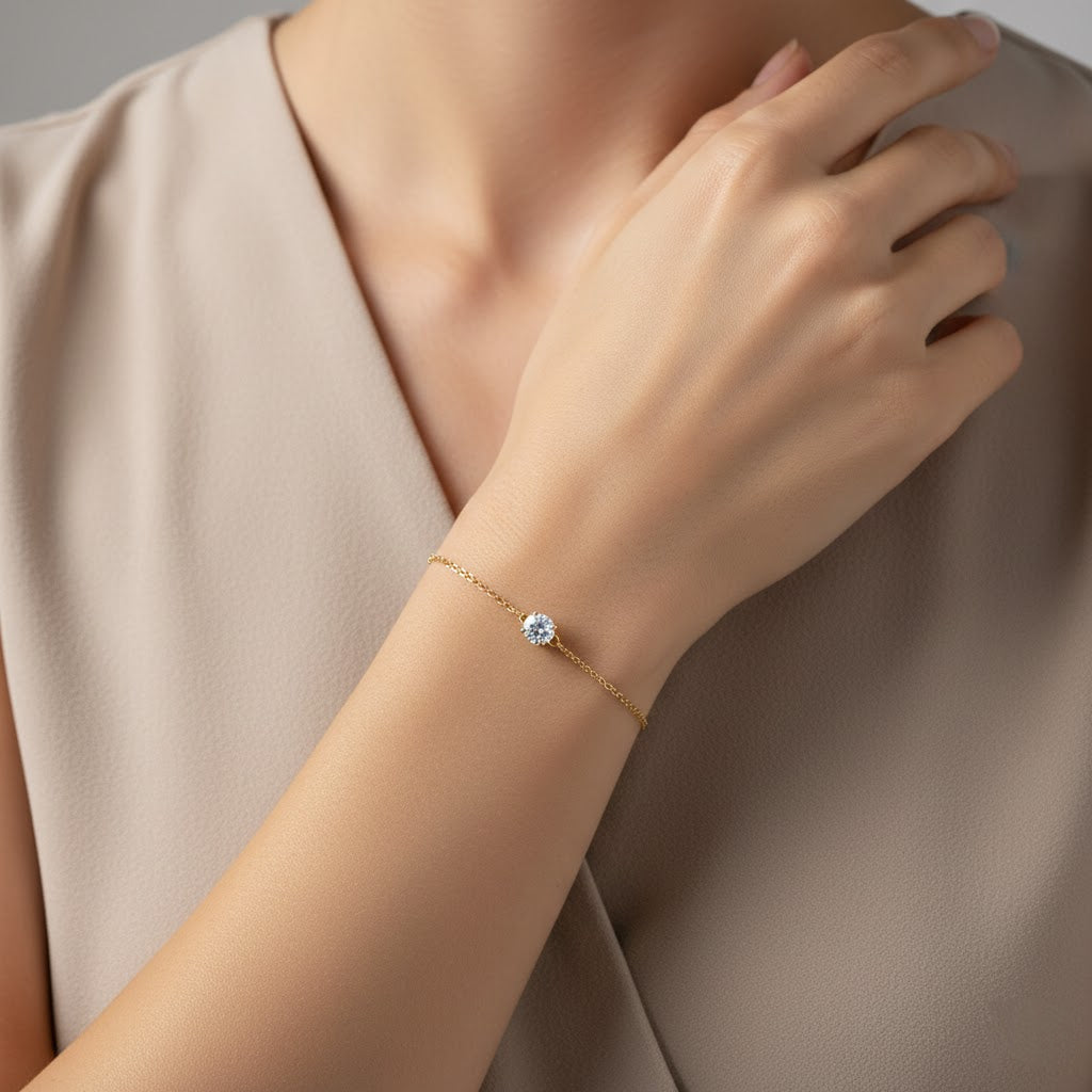 Elegant Dainty Charm Bracelet - 14K Gold Plated