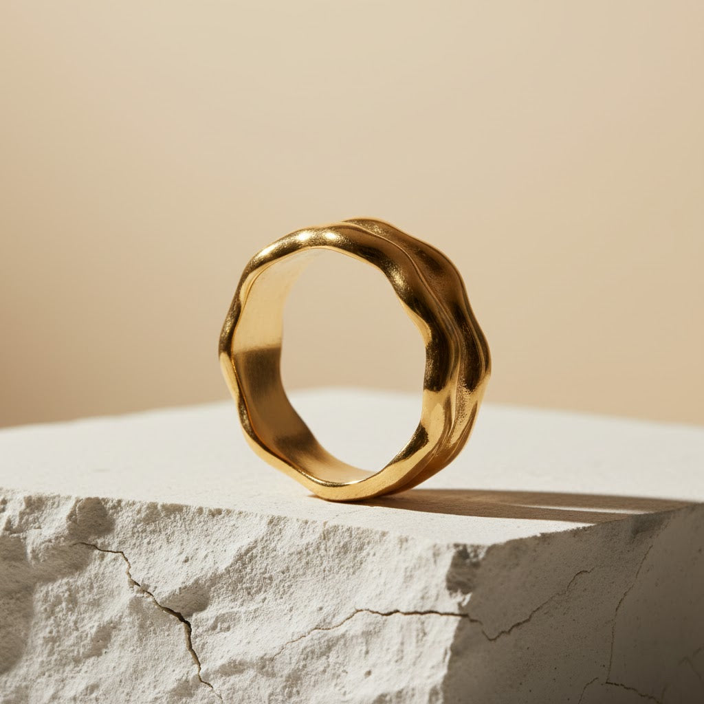 Artisanal Wavy Ripple Statement Ring