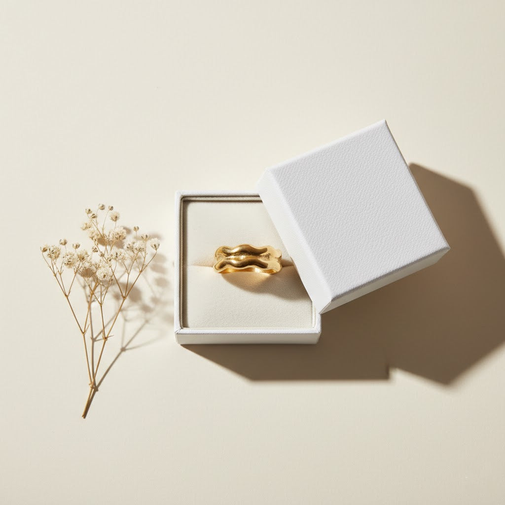 Artisanal Wavy Ripple Statement Ring