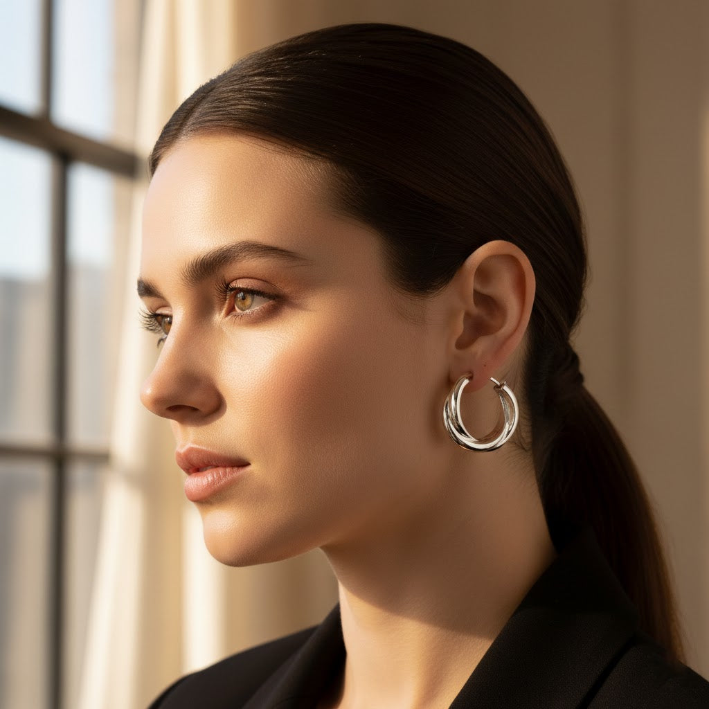 Sculptural Mobius Twisted Hoop Earrings