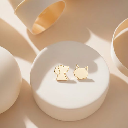 Playful Geometric Animal Stud Earrings