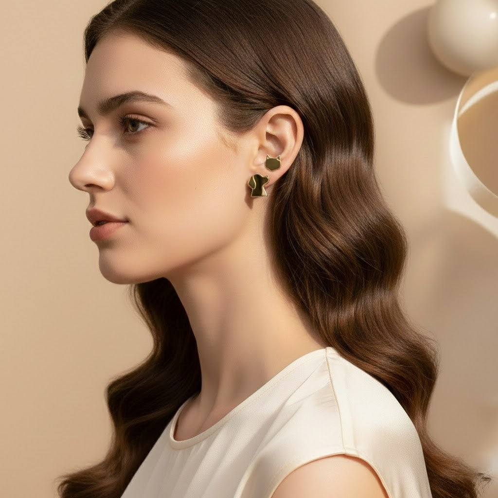 Playful Geometric Animal Stud Earrings