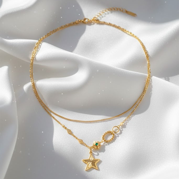 Celestial Double-Layer Star Pendant Necklace