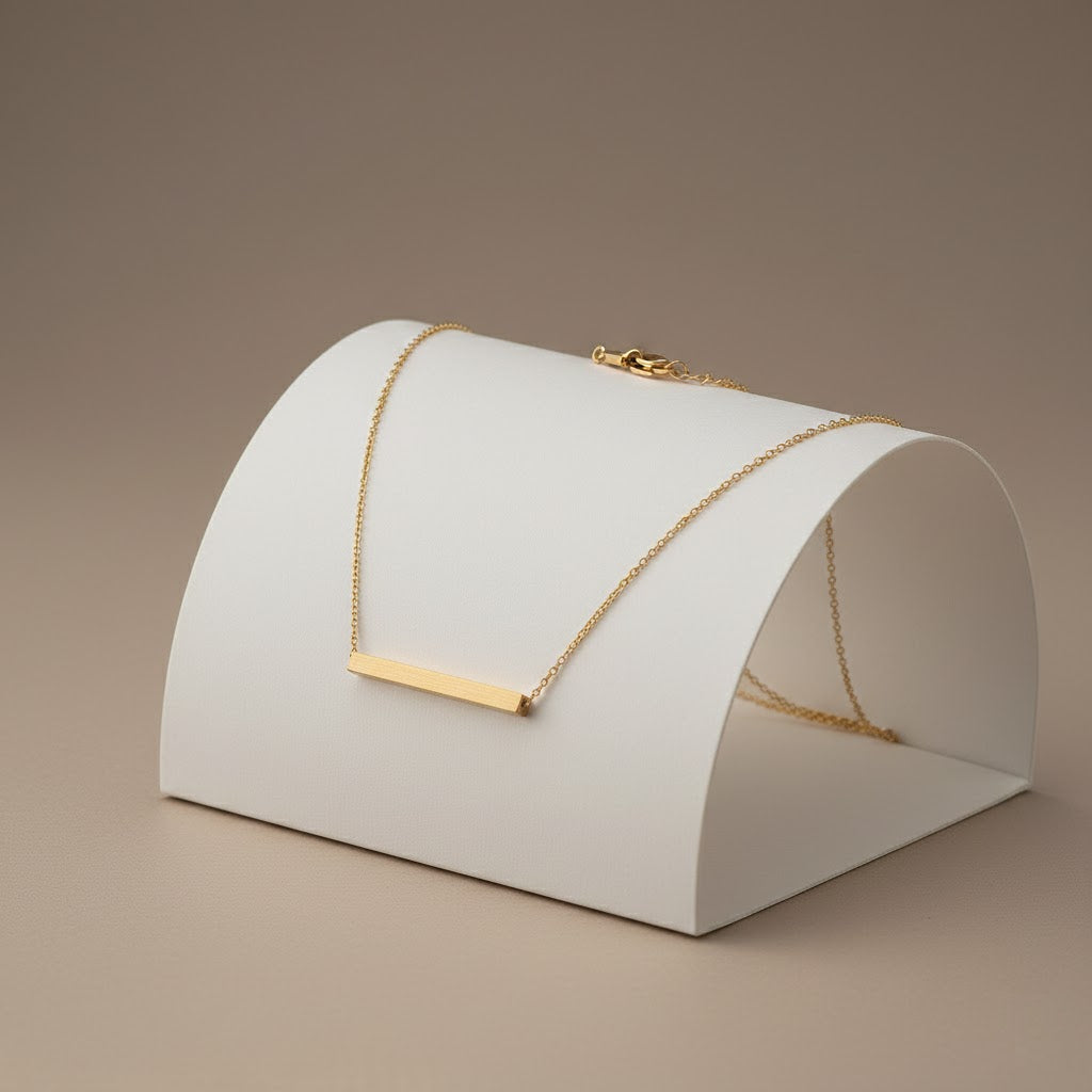 Minimalist Brushed Gold Bar Necklace