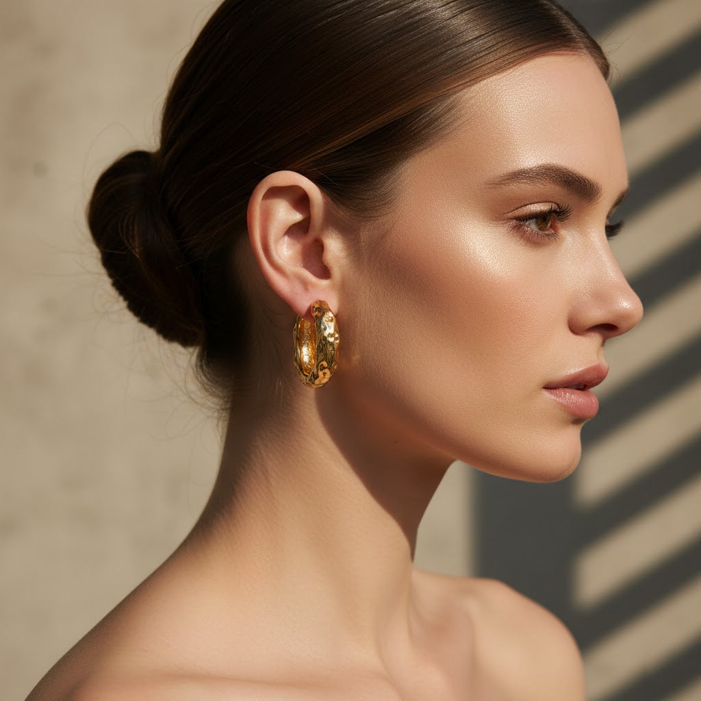 Artisanal Molten Texture Hoop Earrings