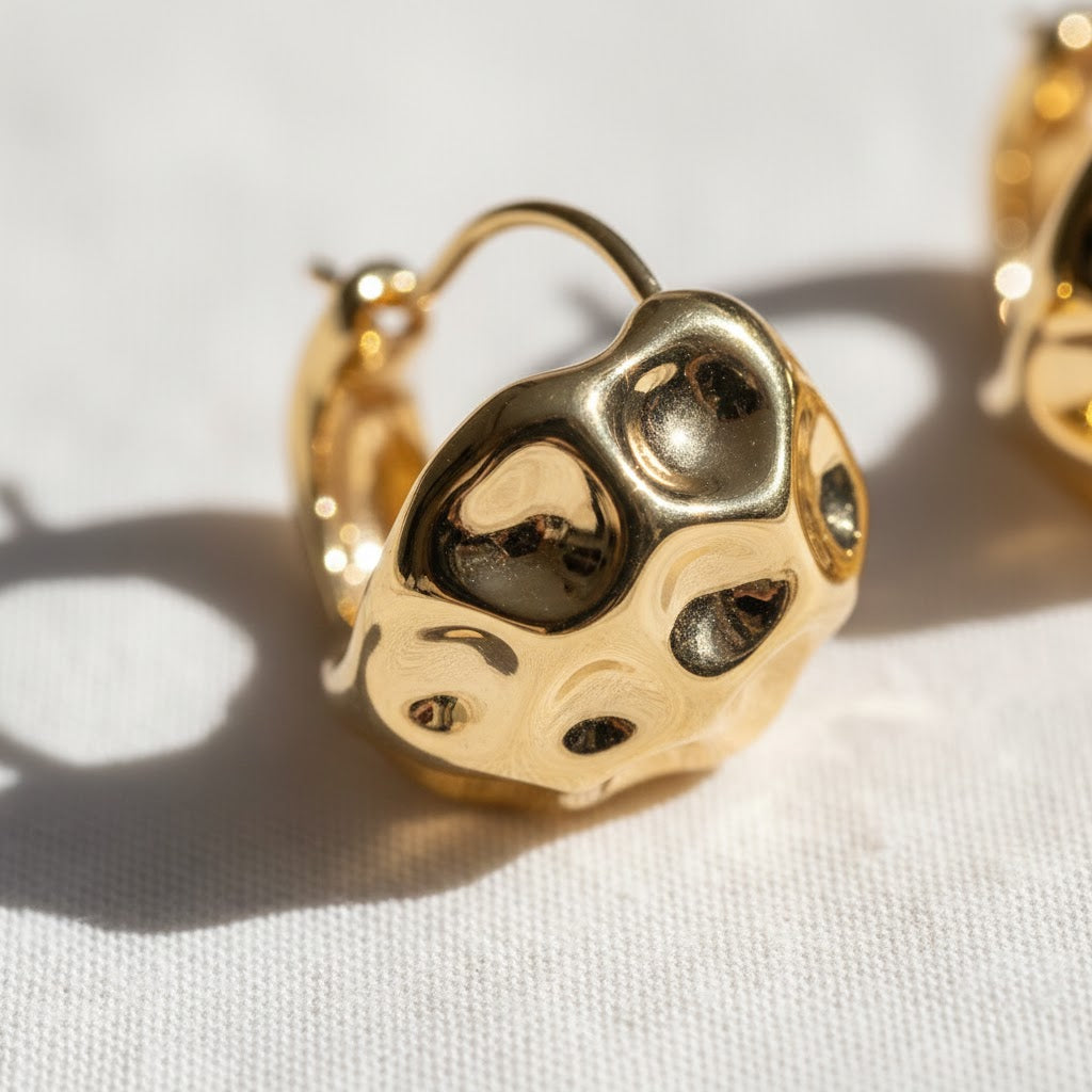 Artisanal Molten Texture Hoop Earrings